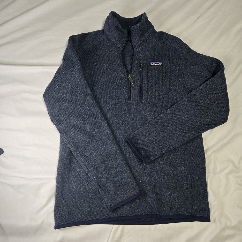 Patagonia Men's Blue Tight-Knit 1/4 Zip Mock Neck Pullover Sweater S STY25522